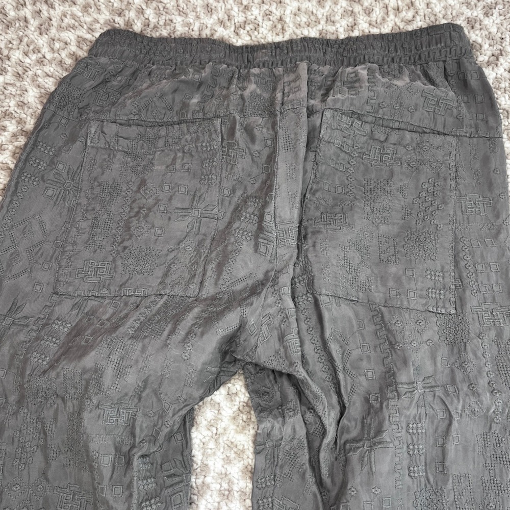 Johnny Was Cupro Grey Embroidered Cargo Jaspil Jogger Pants XS - Picture 7 of 12